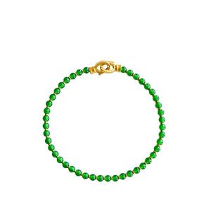 天然辣阳绿色冰种翡翠小米珠子手链串钏女款新中式可叠戴黄金搭配