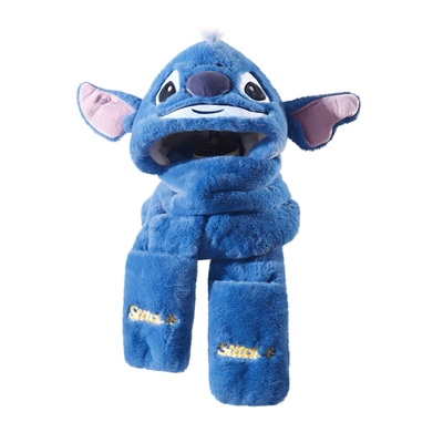 史迪仔帽子围巾手套一体女冬季