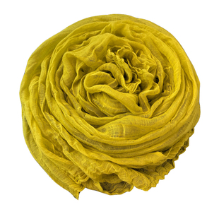 春秋季苎麻纯棉麻围巾女白色姜黄色超长薄款文艺褶皱披肩亚麻丝巾