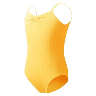 儿童舞蹈练功服夏季吊带中国舞分体短裤套装女童黄色芭蕾舞连体服