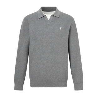 POLOWALK男式针织衫2025秋冬新品简约棉丝绒假两件翻领内搭上衣