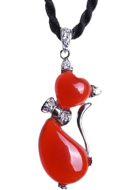 红色小动物吊坠女式925项链