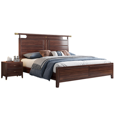 新中式乌金木全实木储物主卧大床