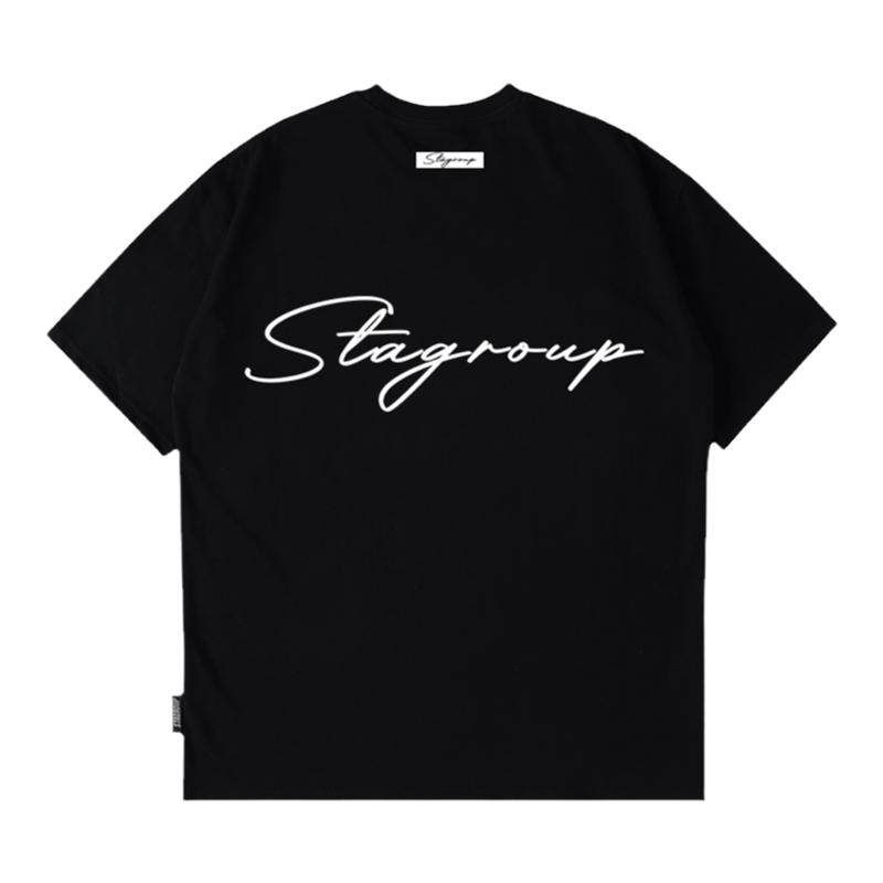STA美式花样字体纯棉短袖t恤男女