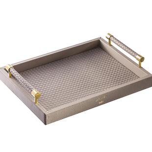 轻奢高级格纹皮革纸巾盒创意酒店家用遥控器多功能收纳抽纸盒套装