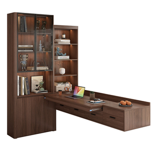 中古风飘窗书桌书柜一体窗台改造神器抽拉电脑桌抽屉储物柜7L65