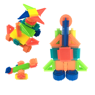 刺刺猬鬃毛积木 儿童益智环保柔软拼装拼搭积木1-3岁组装齿形玩具