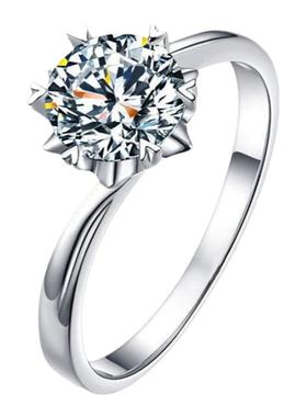 纯银莫桑钻戒指女轻奢钻石巨闪