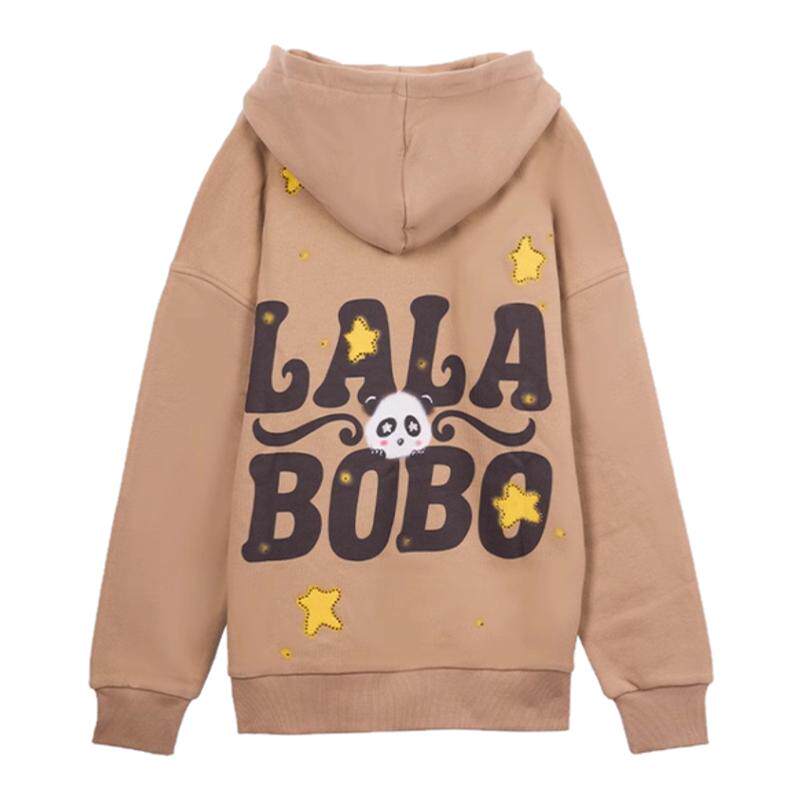 LALABOBO熊猫盘扣连帽卫衣