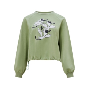 【蔡文静同款胶囊系列】宝姿PORTSPURE女装薄荷曼波休闲长袖卫衣