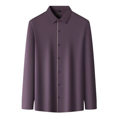 罗蒙2025新款男士长袖衬衫春秋款商务休闲锦氨无痕免烫弹力衬衣男