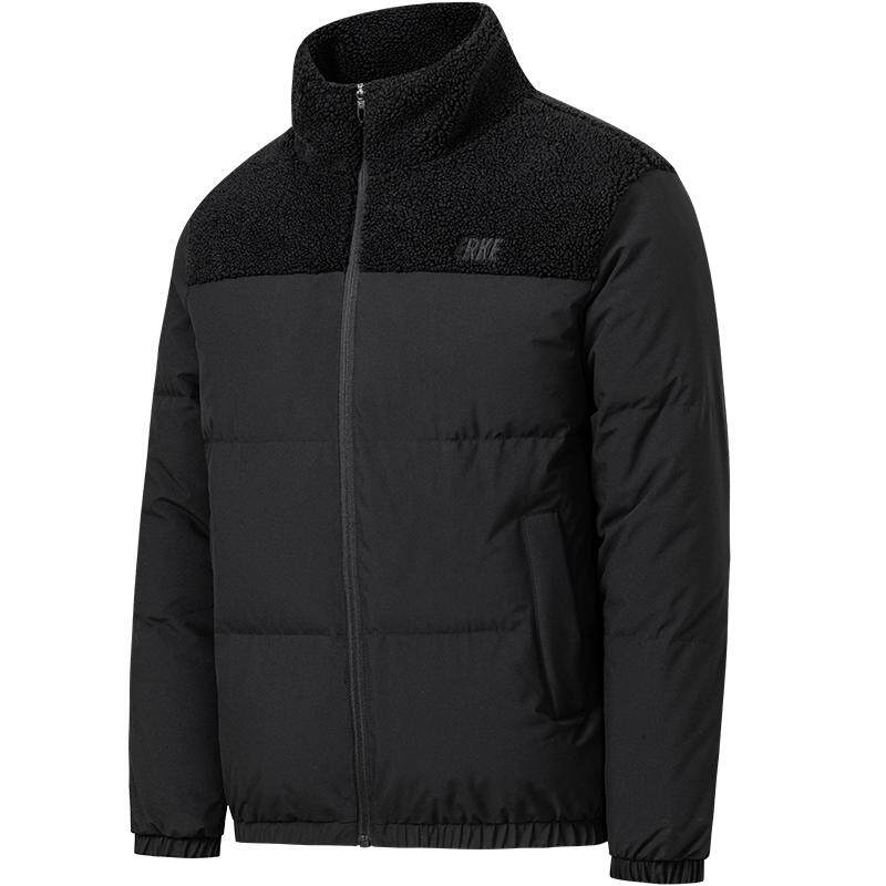 鸿星尔克羽绒服2022冬季新款男士运动户外拼接短款羽绒夹克外套男