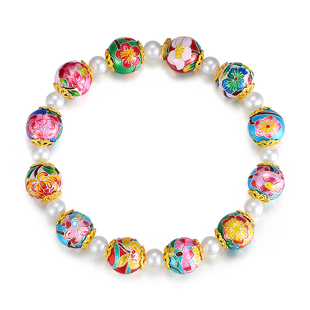 十二花神手链女纯银珐琅淡水珍珠手串新中式花朵转运珠高级感手饰