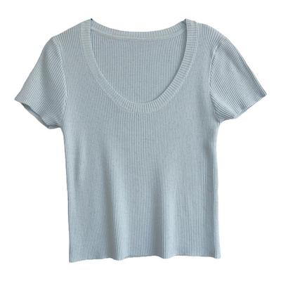 鹅蛋领低调银丝纯欲针织衫