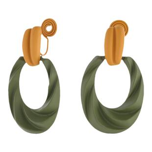 绿色复古港风耳环小众设计感高级感轻奢耳饰耳钉蚊香盘耳夹无耳洞