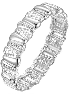 MGS/曼古银织梦复古素圈锤纹手镯纯银手镯女2025新款高级感镯子