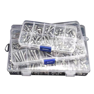 不锈钢螺丝螺母大全平垫圆头沉头螺丝盘头十字螺家用套盒装M3-M6