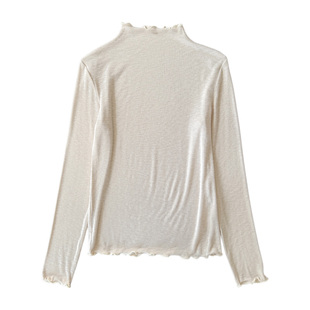 半高领薄款针织打底衫女秋冬2025新款木耳边叠穿毛衣内搭洋气小衫