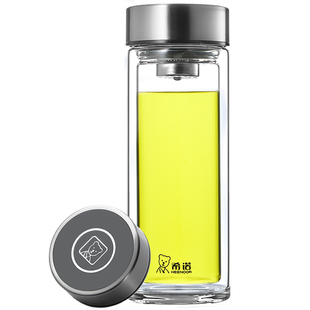 希诺双层玻璃杯商务高档2026新款男士水杯隔热泡茶杯子官方正品