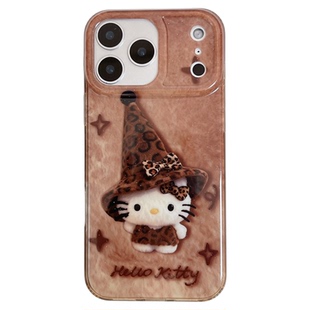 北比日韩棕色星星豹纹长帽猫咪适用iphone17promax手机壳苹果16新款15pro带链条17女14pm可爱13秋冬16pro全包