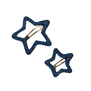 韩国进口阚清子同款刘海夹星星牛仔蓝碎发边夹五角星大小掰掰发夹