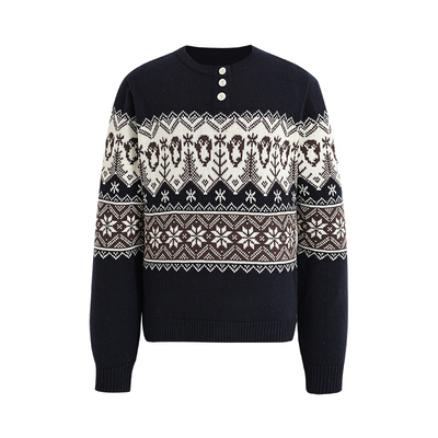 圣诞企鹅费尔岛提花毛衣