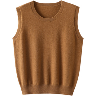 通勤丽人！舒服好搭~圆领羊绒马甲女宽松纯羊绒坎肩针织背心秋冬