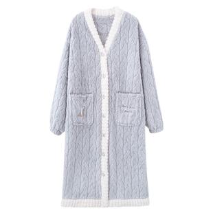 SLEEPTIGHT睡袍冬款女珊瑚绒加厚加绒冬季长款外套睡衣毛绒绒睡裙