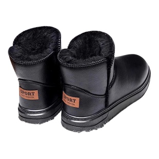冬季绵羊毛棉鞋男加绒保暖雪地靴加厚底防滑防水一脚蹬中老年棉靴