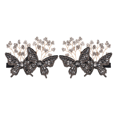 时宴泡芙 璀璨蝴蝶边夹立体质感晶晶刘海夹满钻前额碎发鸭嘴边夹