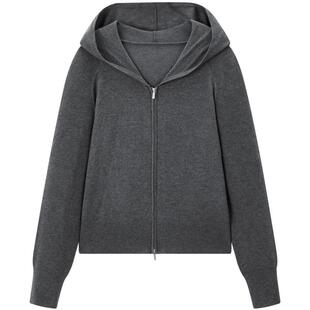 【商场同款】太平鸟垫肩式连帽开衫25冬新款合体针织衫A1EDF4260