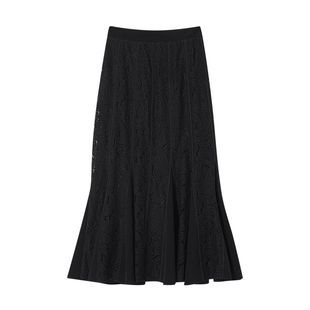 重工刺绣/MSLAN松弛感蕾丝拼接鱼尾裙半身裙高腰气质伞裙MFDQ5561