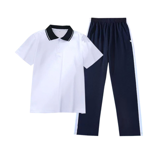 肇庆农业学校校服学生校服夏季短袖男女运动校裤蓝白套装班服定制