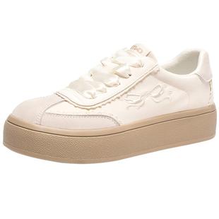 热风芭蕾风德训鞋女款2025年冬季新款厚底小白鞋运动舒适板鞋子女