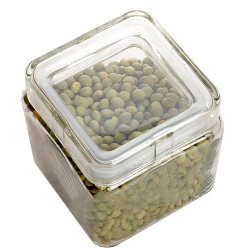 居家食品密封储物罐杂粮储存瓶玻璃糖果茶叶容器方形器皿透明盖子