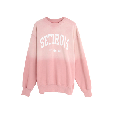 西町村屋渐变宽松套头印花上衣女