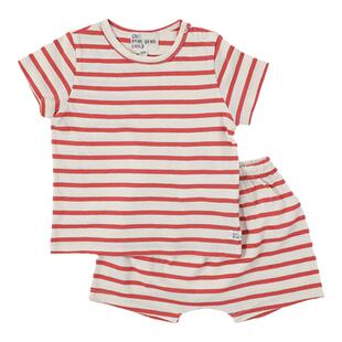 benebene纯棉条纹短袖短裤套装婴儿男女童居家服休闲高级感两件套