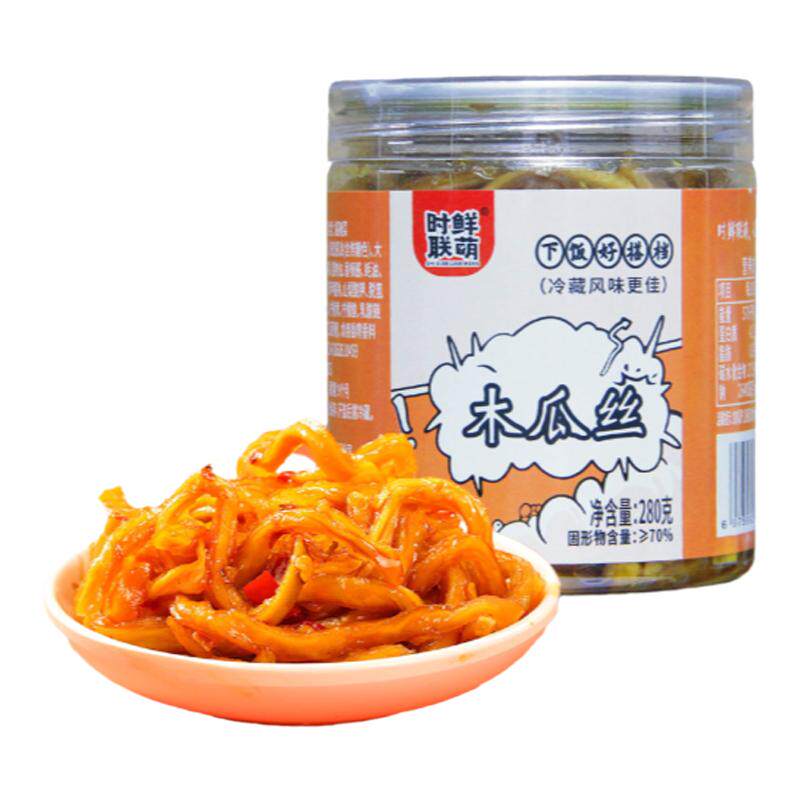 280g时鲜联萌开胃脆爽木瓜丝湖南特产酱菜下饭菜拌面炒饭方便即食