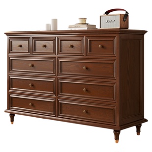 全实木斗柜客厅斗橱复古抽屉柜靠墙储物柜收纳柜子美式五斗置物柜