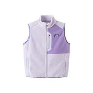 亚瑟士童装25年秋新款男童摇粒绒拼色针织马甲抗静电女童保暖内搭