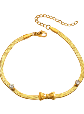 蝴蝶结爱心星月水晶钛钢蛇骨手链