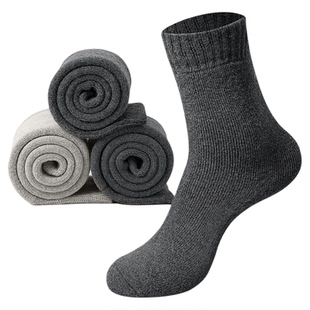 寒区羊毛袜正品男款保暖中长筒黑色袜子加厚毛圈东北防寒超厚袜子