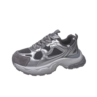 加绒老爹鞋女2025冬季新款爆款百搭增高厚底轻便不累脚休闲运动鞋