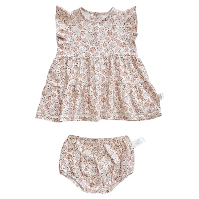 Rylee cru女童满印碎花连衣裙套装25夏新款女宝童装婴幼童6月-3岁