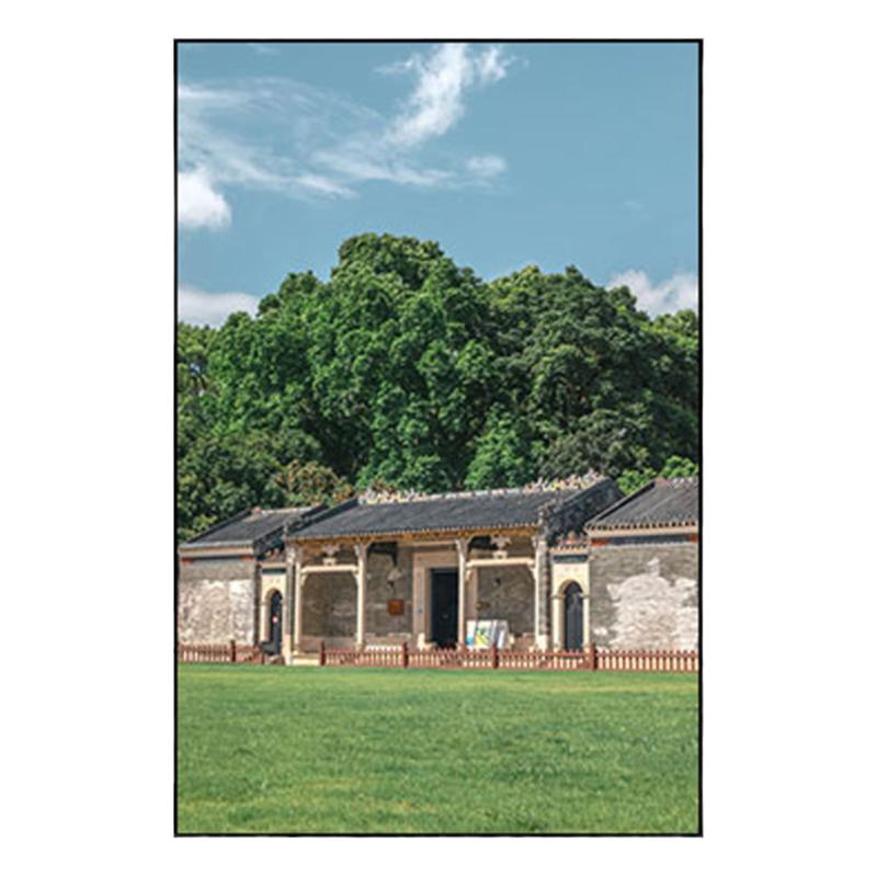 岭南风格复古建筑挂画广东特色开平碉楼老照片风景潮汕文化装饰画