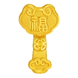 潮宏基国色黄金串珠足金转运珠手饰3D硬金福如意祥云国潮礼物 W