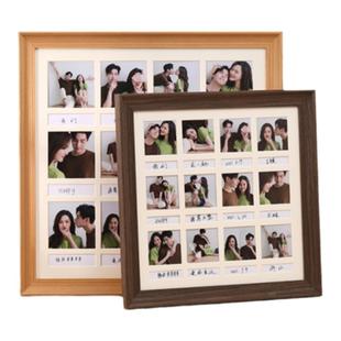 实木情侣宫格相框12张照片手写diy周年纪念合照摆台定制礼物挂墙