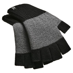 海澜之家针织手套半指毛线露指男款潮流新款秋冬保暖触屏学生写字