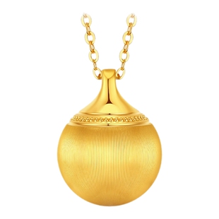 潮宏基拉丝小金球黄金项链足金套链锁骨链高级感结婚三金女 计价