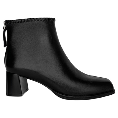 UDV羊皮瘦瘦靴粗跟短靴女2025秋冬新款高跟鞋切尔西靴法式小踝靴